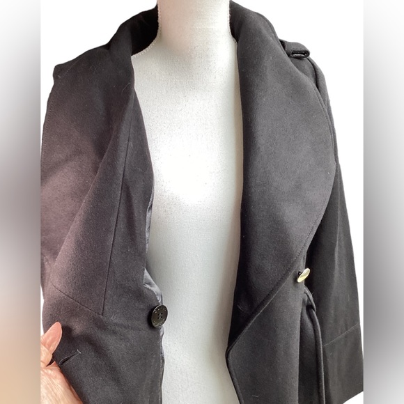 Wool Double Breasted Trench Wrap Coat. H3 - Picture 6 of 16